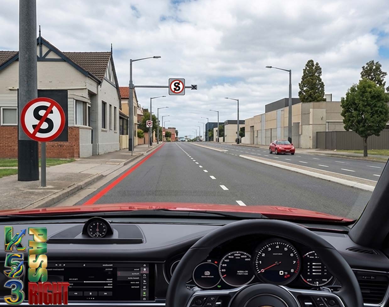 Stopping prohibited ahead sign example